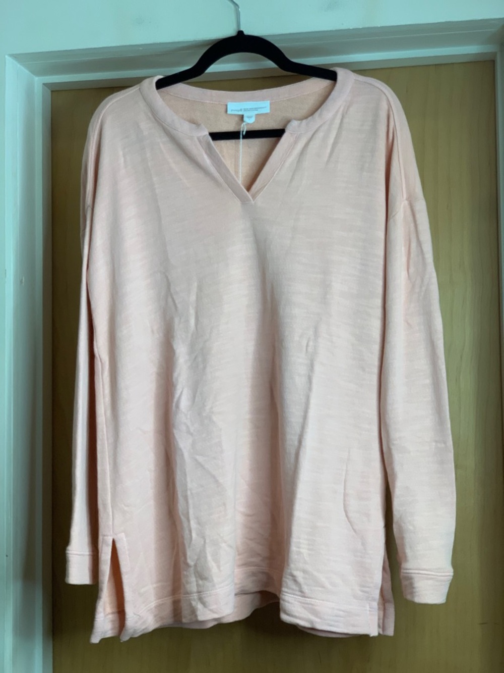 Purejill Long Sleeve V-Neck Top - Tickled Pink Size-Small Soft Minimalist